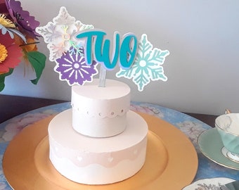 Snowflake Cake Topper - Frozen Inspired Cake Decorations - Winter Onederland Themed Party Decor