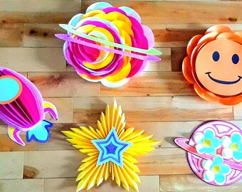 3D Space Wall Decor: Handmade Galaxy, Star, Spaceship - Customizable