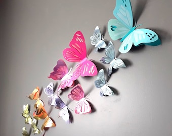 Butterfly Bug Themed Wall Decorations - Butterflies for Baby Nursery - 3D Bug Paper Wall Decals - Insect Birthday Decor (Ready to Ship)