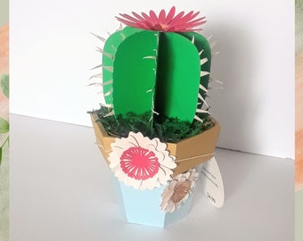 Faux Cactus Plant Decor, Blooming Paper Succulent, Eco-friendly Home Accent, Perfect Gift for Plant Lovers