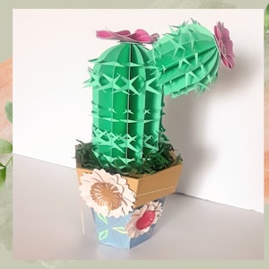 Artificial Cactus Plant - Handcrafted Blooming Paper Craft, Great for Home or Office Decor, Perfect Birthday Gift for Nature Enthusiasts