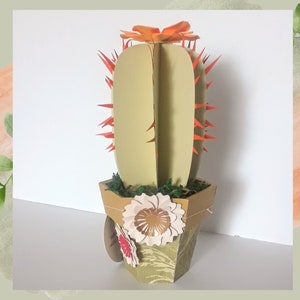 Cactus Plant Succulent - Artistic Blooming Paper Cactus, Unique Eco-friendly Present for Home or Office Decor