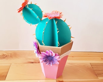 Mini Paper Cactus Decor: Blooming Potted Cacti, Wedding Favors