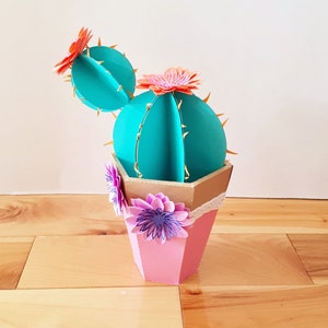 Cactus pour toujours - Mini décoration de cactus en pot en papier - Décorations pour la maison de cactus en fleurs - Cadeaux uniques pour un événement de mariage