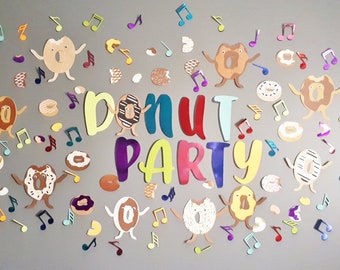 Donut Party Themed Birthday Decorations - Donut Wall Decor Backdrop - Musical Baby Nursery Bedroom Wall Mural