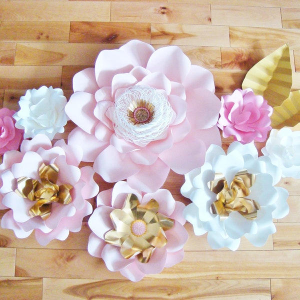 Paper Flower Wall Decor: Baby Nursery, Events Backdrop (Set of 8)