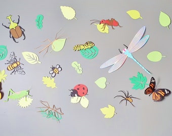 Bug Themed Wall Backdrop Mural - Bug and Insect Birthday Party Decorations - Girl and Boy Bedroom Wall Decor