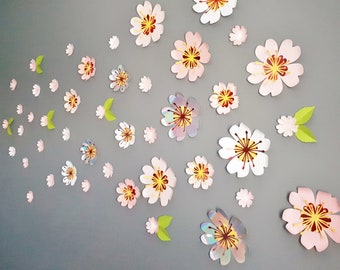 Cherry Blossom Flower Wall Decor: Paper Flower Mural