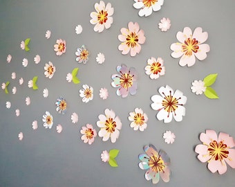 Cherry Blossom Flower Wall Mural - Blossom Art Home Decor - Baby Nursery Wall Backdrop