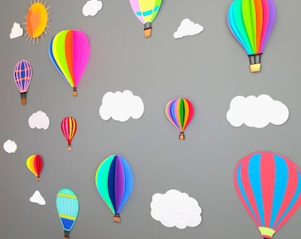 Hot Air Balloon Wall Decor: Whimsical Kids Bedroom Mural