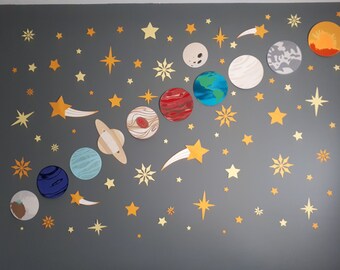 Outer Space Party Backdrop - Wall Art of our Solar System - Two the Moon themed Wall Mural