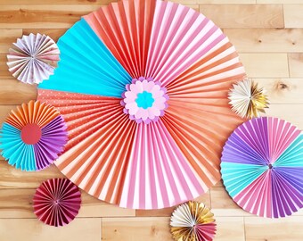 Paper Fan Wall Decorations for Weddings - Large Medallions Party Backdrop - Paper Rosettes Baby Nursery Decor