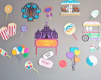 Carnival Party Backdrop - Circus Themed Wall Mural - Decorations for Kids Room - Unique Decor for Baby Nursery