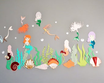 Mermaid Themed Decorations - Underwater Baby Nursery Wall Decor - Mermaid Birthday Party Decorations