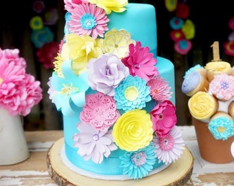 Handmade Paper Flower Cake Toppers: Wedding & Party Decor
