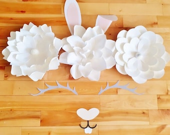 Handcrafted Paper Flower Bunny Backdrop: Nursery Decor, Easter Celebration