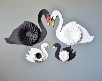 Paper Flower Swan Wall Art – Nursery Decor, Baby Shower Gift