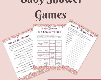 Printable Baby Shower Games - 10-Pack Floral Edition - Easy Download for Joyful Baby Shower Activities - Ideal for Party Planners