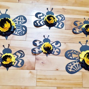 Bumblebee themed Wall Art for Baby Nursery Paper Flower Bee Decor Birthday Party Bug Decorations 6