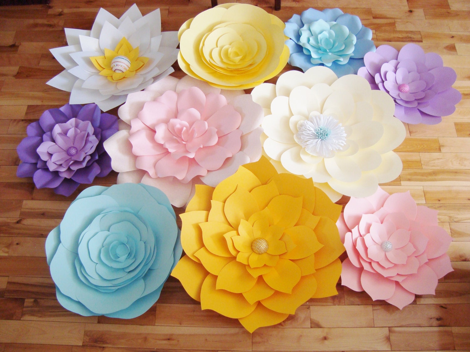 Large Paper Flower Wall Decorations Floral Themed DIY 