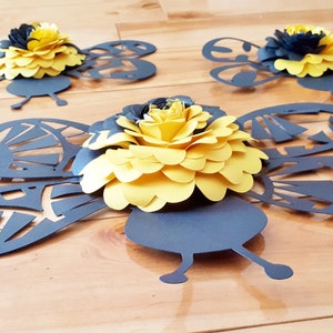 Bumblebee themed Wall Art for Baby Nursery Paper Flower Bee Decor Birthday Party Bug Decorations image 4