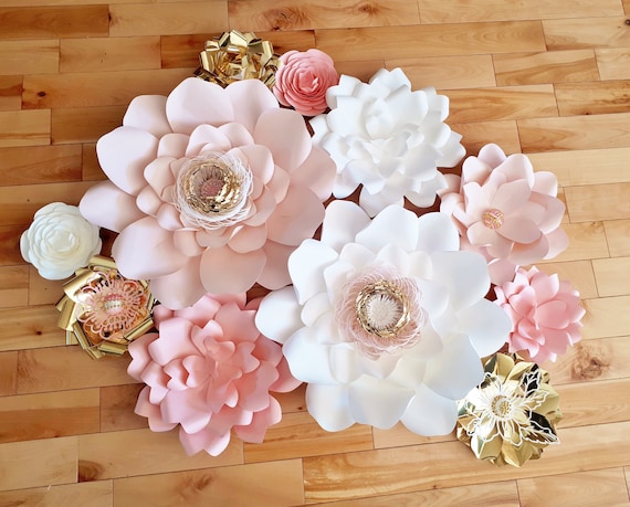 Paper Flowers for Wall Decor Baby Nursery Flower Backdrop Wedding Decorations  Flower Wall set of 11 