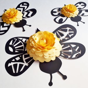 Bumblebee themed Wall Art for Baby Nursery Paper Flower Bee Decor Birthday Party Bug Decorations image 3