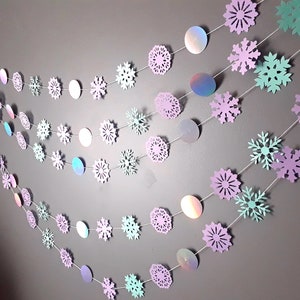 Paper Snowflake Garland Frozen Inspired Birthday Decorations Winter themed Party Decor Garlands for Kids Bedrooms image 1