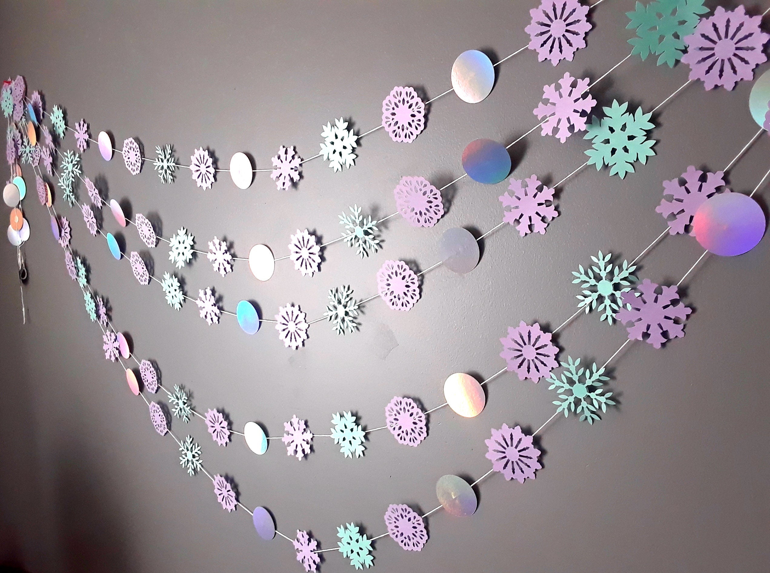 Artificial Snowflakes Snow Paper Garland Winter Frozen Party Decor