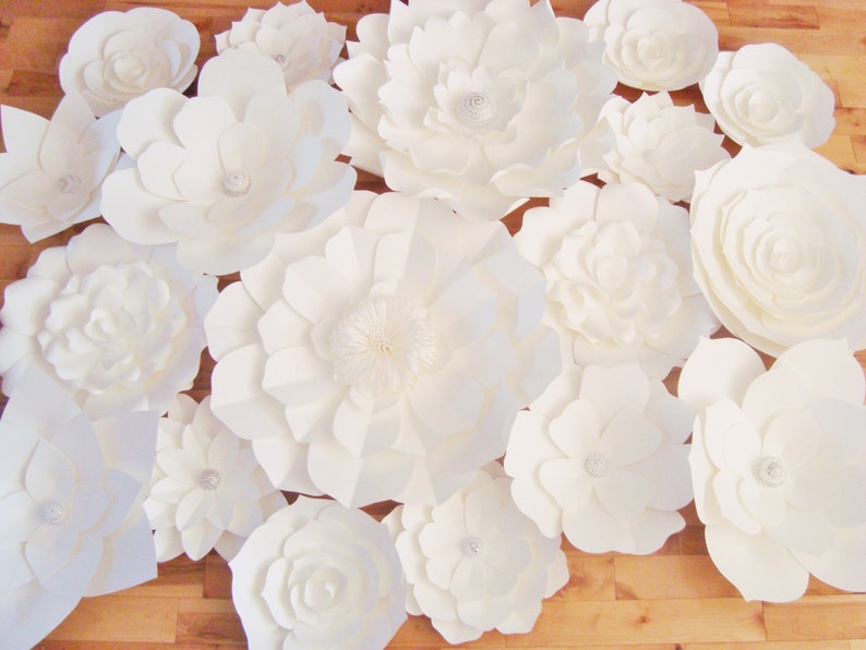 All White Paper Flower Backdrop Decor Flower Wall for Etsy