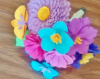 Assorted Paper Flower Bouquet - Handcrafted Wildflower Arrangement, Perfect Bridal Bouquet & Home Decor, Unique Gift Idea