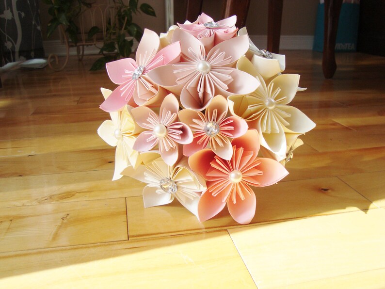 Kusudama Paper Flowers Bouquet Origami Unique Alternative Bridal Bouquet image 8