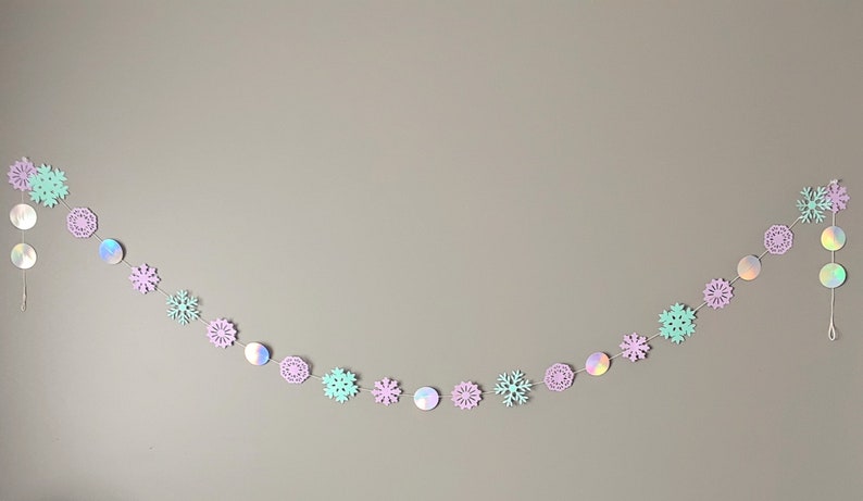 Paper Snowflake Garland Frozen Inspired Birthday Decorations Winter themed Party Decor Garlands for Kids Bedrooms image 5