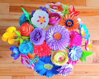 Eco-Friendly Paper Wildflower Flower Arrangement - Vibrant Faux Bouquet, Ideal for Home Decor & Thoughtful Gift
