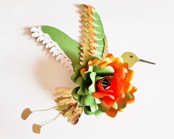 Hummingbird Paper Flower Wall Art: Garden Party Decor
