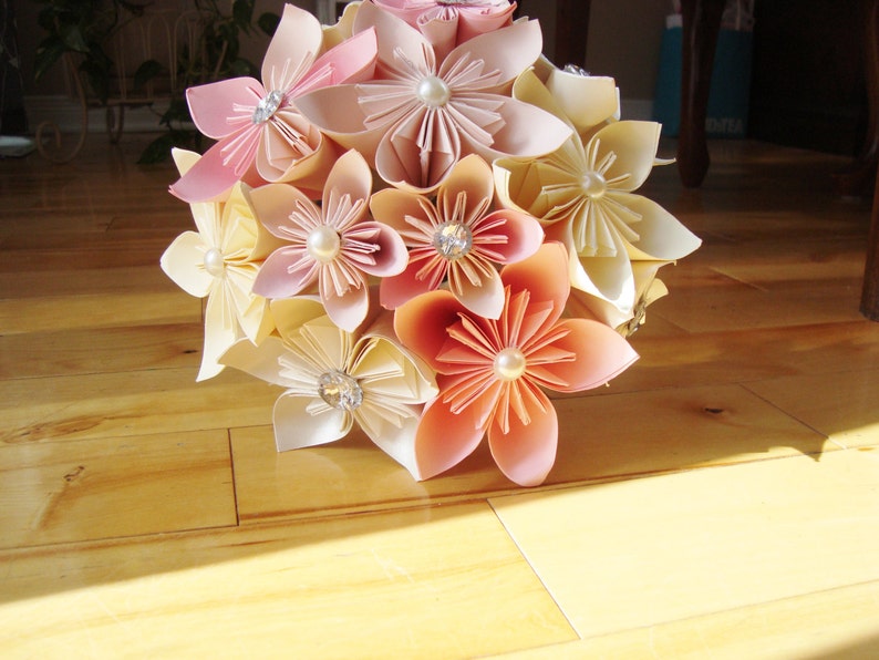 Kusudama Paper Flowers Bouquet Origami Unique Alternative Bridal Bouquet image 9
