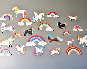 Unicorn Party Backdrop Decor Wall Mural  - Unicorn and Rainbow themed Kids Bedroom - Colourful Baby Nursery