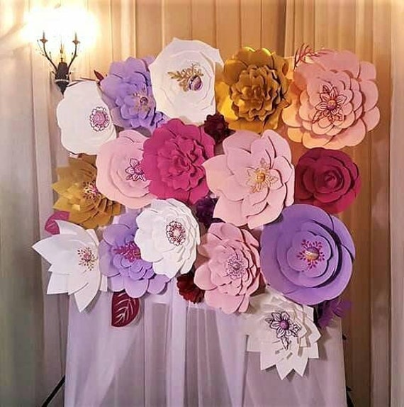 photo booth paper flower backdrop wall flowers baby nursery set of 19 paper flower photo booth