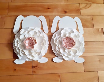 Handmade Paper Flower Bunny Wall Decor: Whimsical Nursery Art