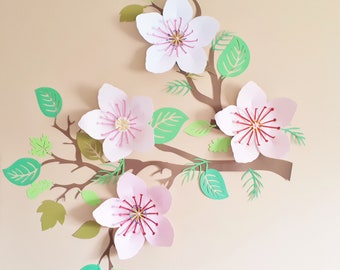 Cherry Blossom Paper Flower Wall Art - Customizable Nursery Decor