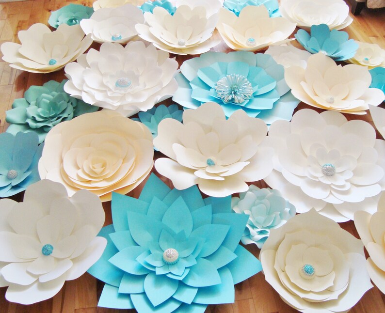 Large Paper Flower Wall for Wedding Backdrop DIY Party Backdrop Decorations Event Flower Display Set of 30 image 7