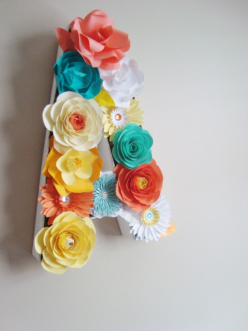 Paper Mache Letter Flowers Alphabet Decoration Paper Etsy Canada