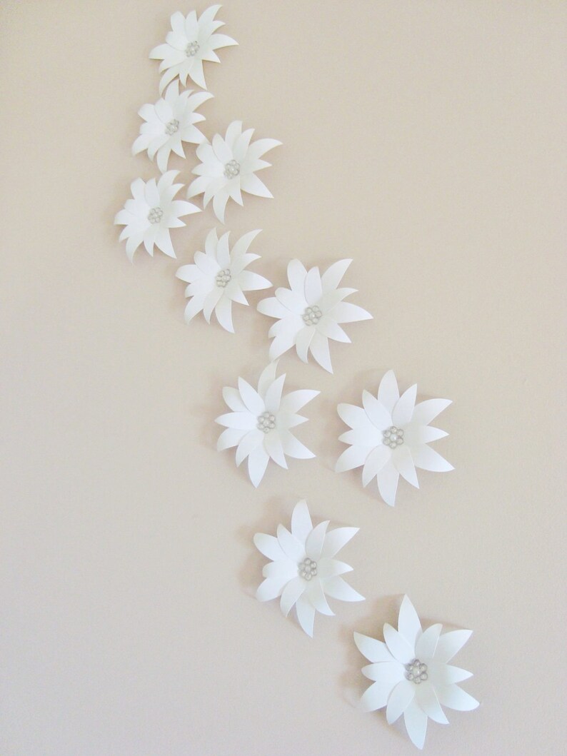 Lily Flower Decorations for Weddings and Events Cascading Paper Flower Wall Art Set of 10 image 4