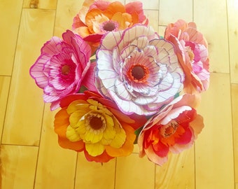 Japanese Ranunculus Paper Flower Bouquet: Handmade Wedding Decor