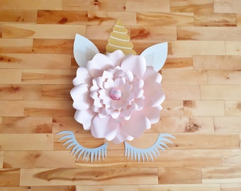 Unicorn Paper Flower Birthday Party Decor - Unicorn Wall Backdrop - Whimsical Bedroom Wall Decorations