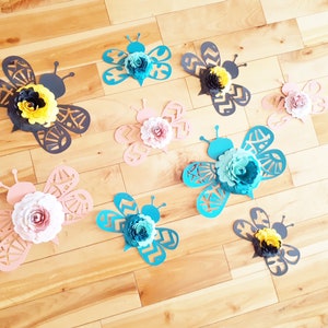 Bumblebee themed Wall Art for Baby Nursery Paper Flower Bee Decor Birthday Party Bug Decorations 9