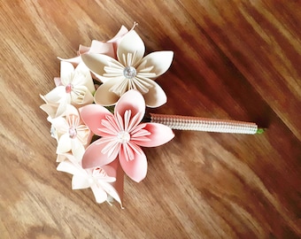 Kusudama Paper Flower Bouquet, Unique Origami Alternative Bridal Bouquet, Custom Wedding Flowers