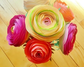 Ranunculus Buttercup Paper Flower Arrangement, Realistic Bridal Bouquet, Elegant Faux Floral Decor, Unique Anniversary Gift