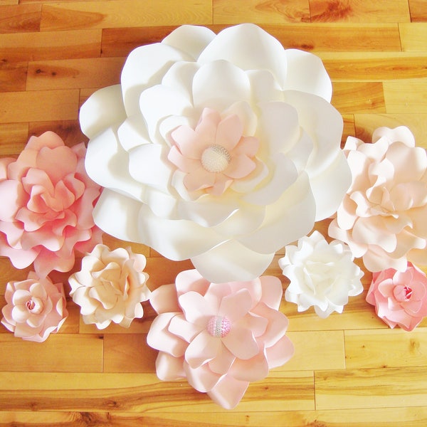 Paper Flower Wall Decor: Baby Nursery, Bridal Shower Backdrop (Set of 8)