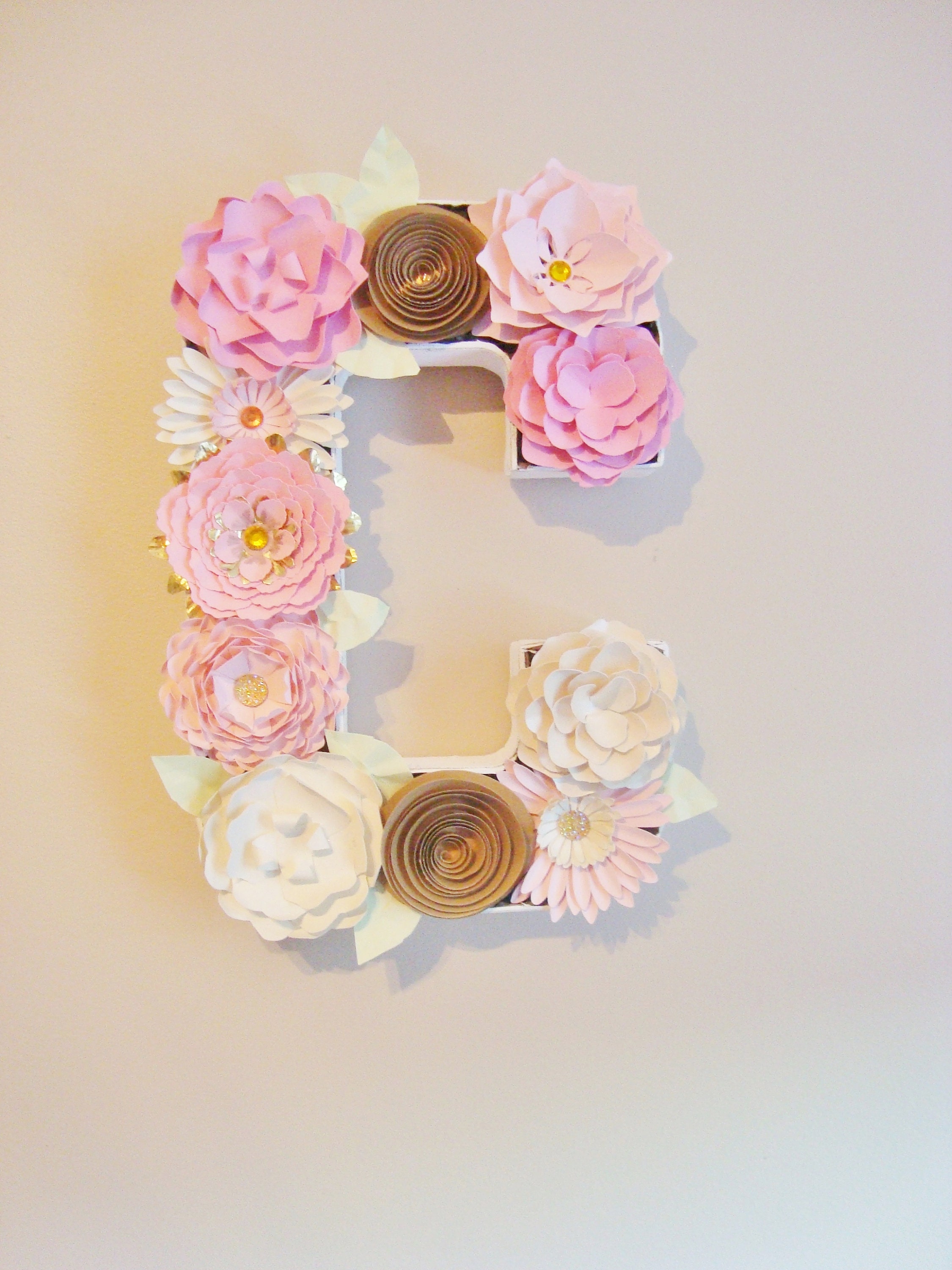 Monogram Paper Flower Wall Letters Alphabet Art Etsy